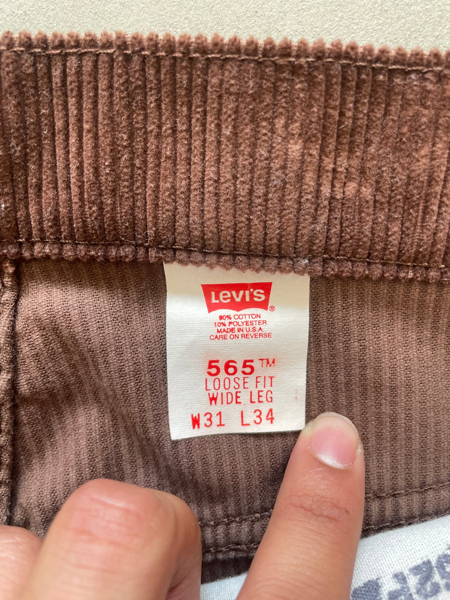 1990s 565 Levi’s Corduroy Wide Leg Brown