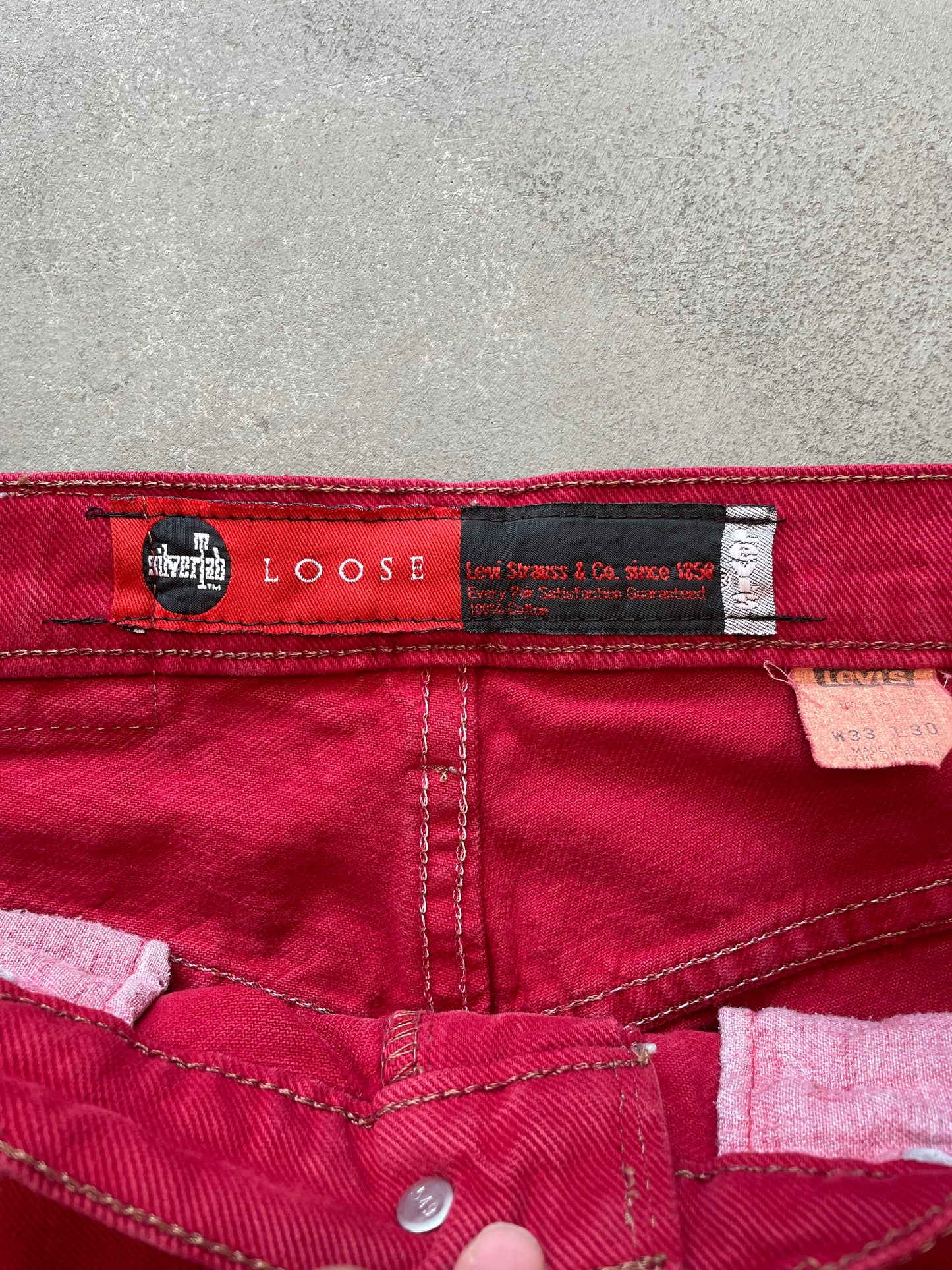 1990s Silver Tab Loose Red Denim