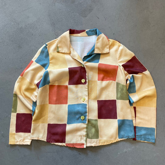 1970s Handcrafted Color Block Pattern Jacket