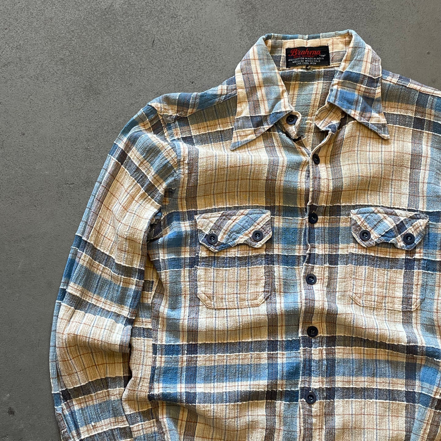 1970s Plaid Pattern Button Down