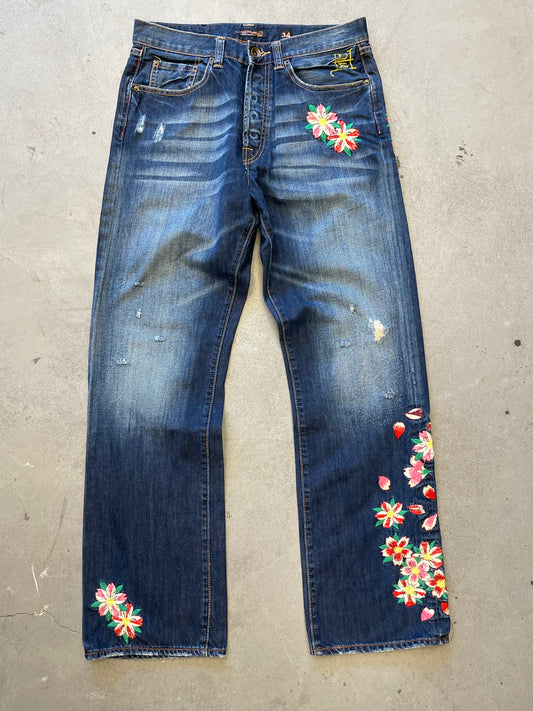 2000s Ed Hardy Embroidered Jeans