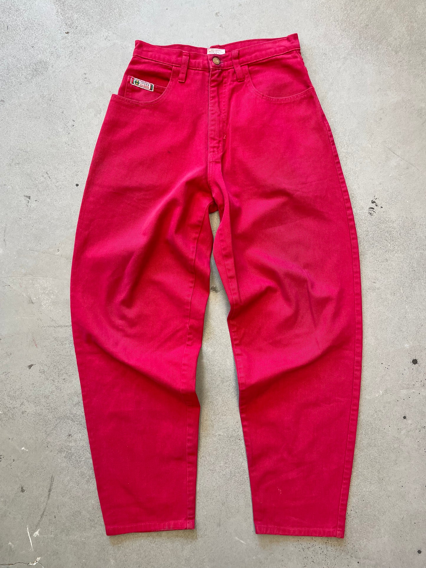 1990s Cross Colours Red Wide Leg Jeans