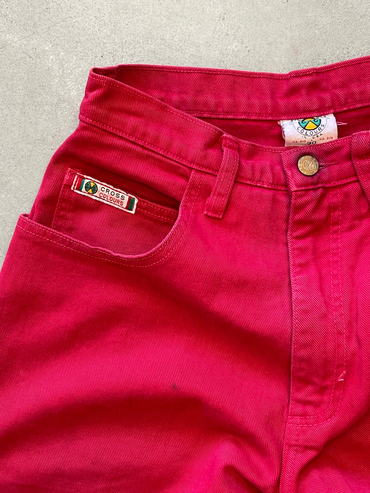 1990s Cross Colours Red Wide Leg Jeans