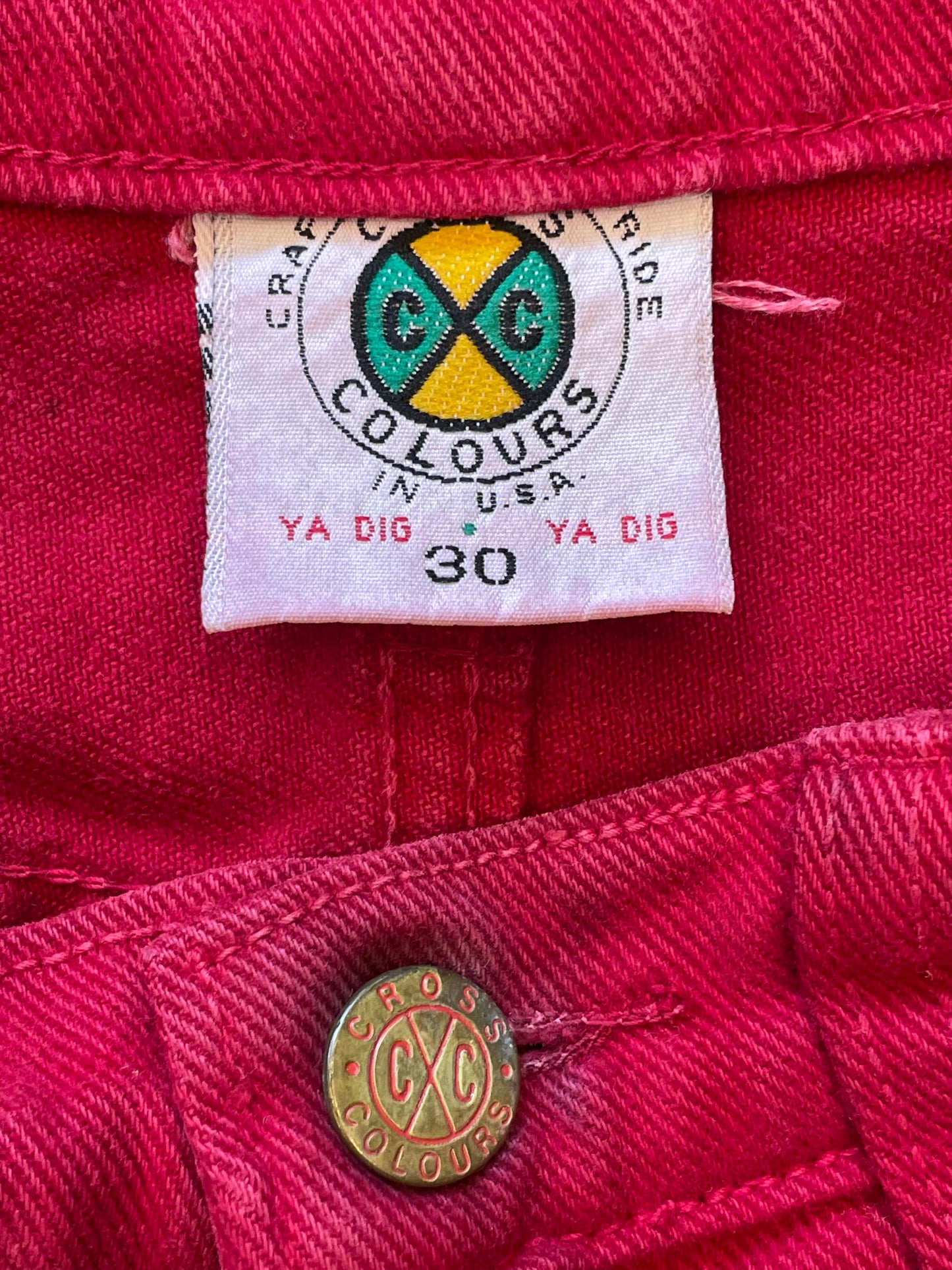 1990s Cross Colours Red Wide Leg Jeans