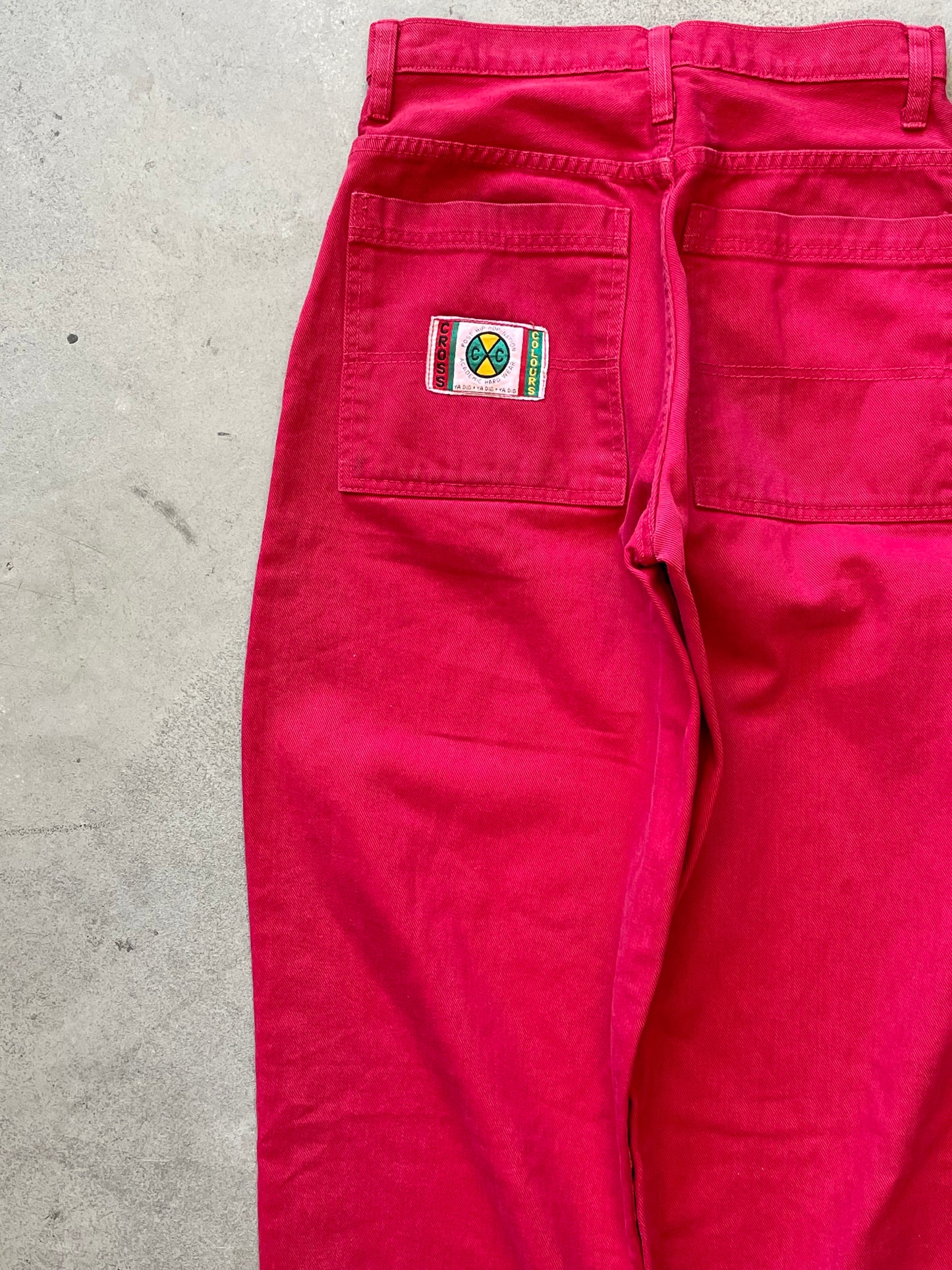 1990s Cross Colours Red Wide Leg Jeans