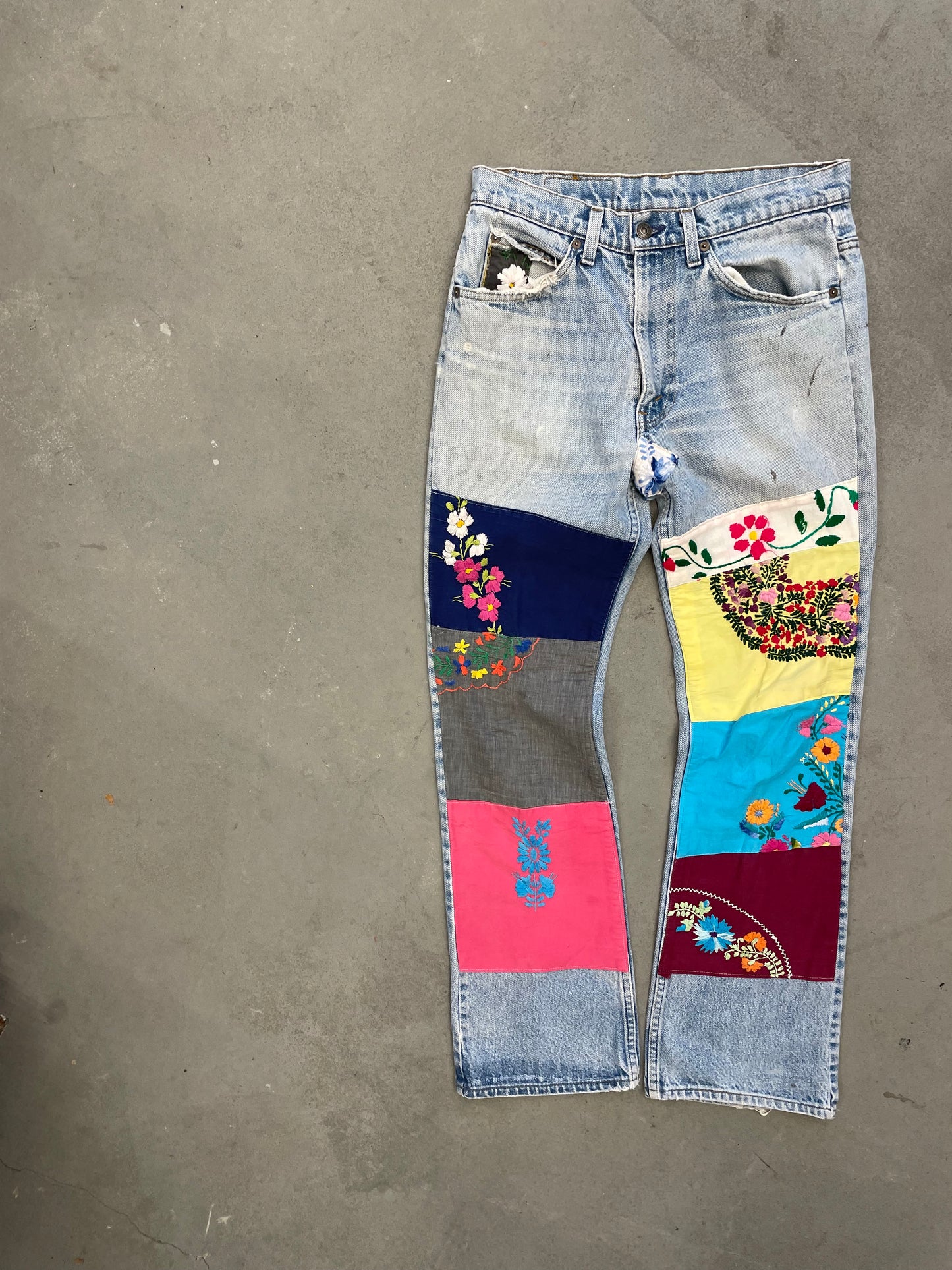 1970 517 Orange Tab Patchwork Jeans