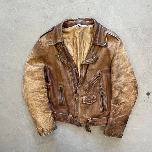 1950s Faded & Thrashed Leather Biker Jacket