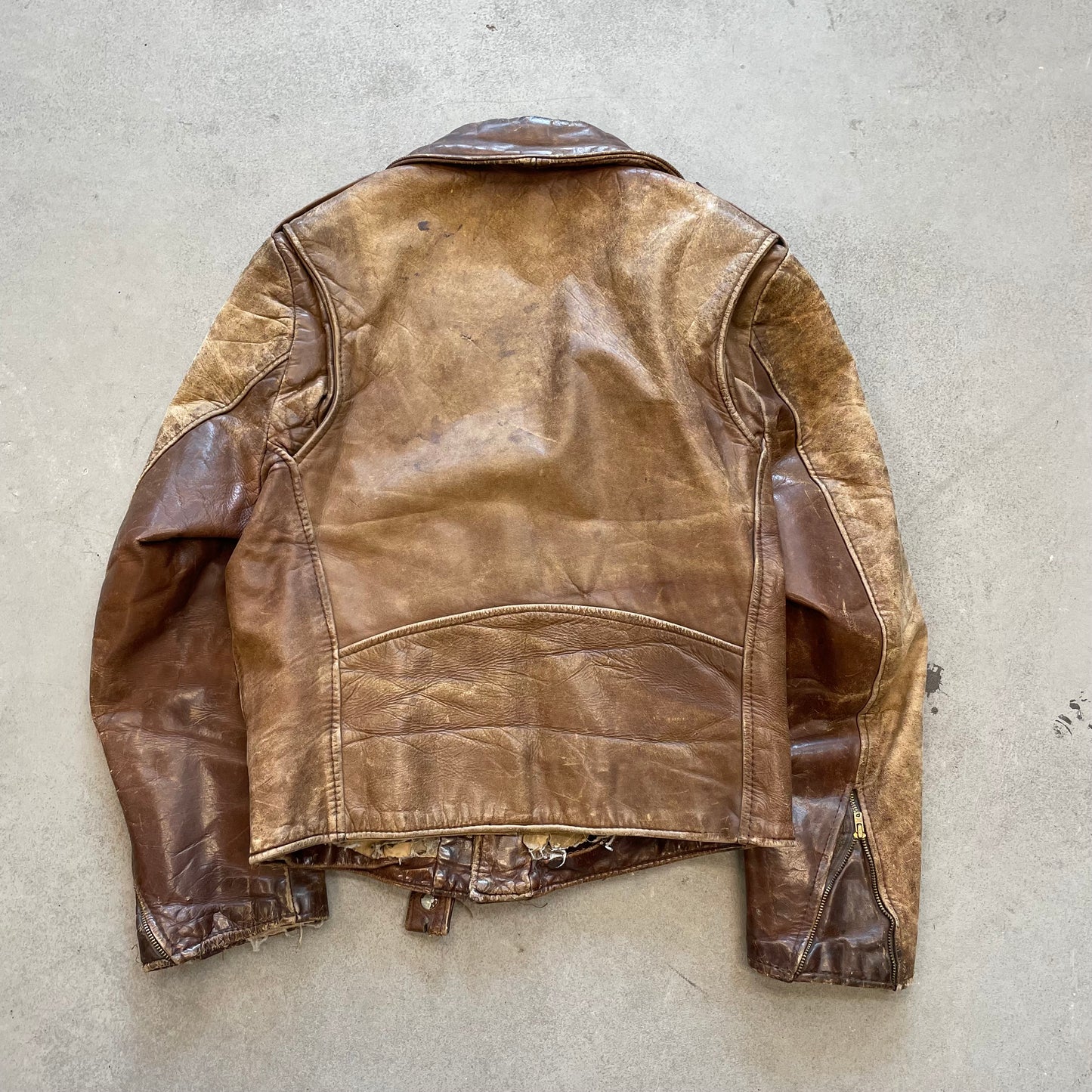 1950s Faded & Thrashed Leather Biker Jacket