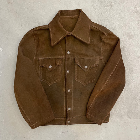 1960s Rancher Western Suede Leather Trucker Jacket