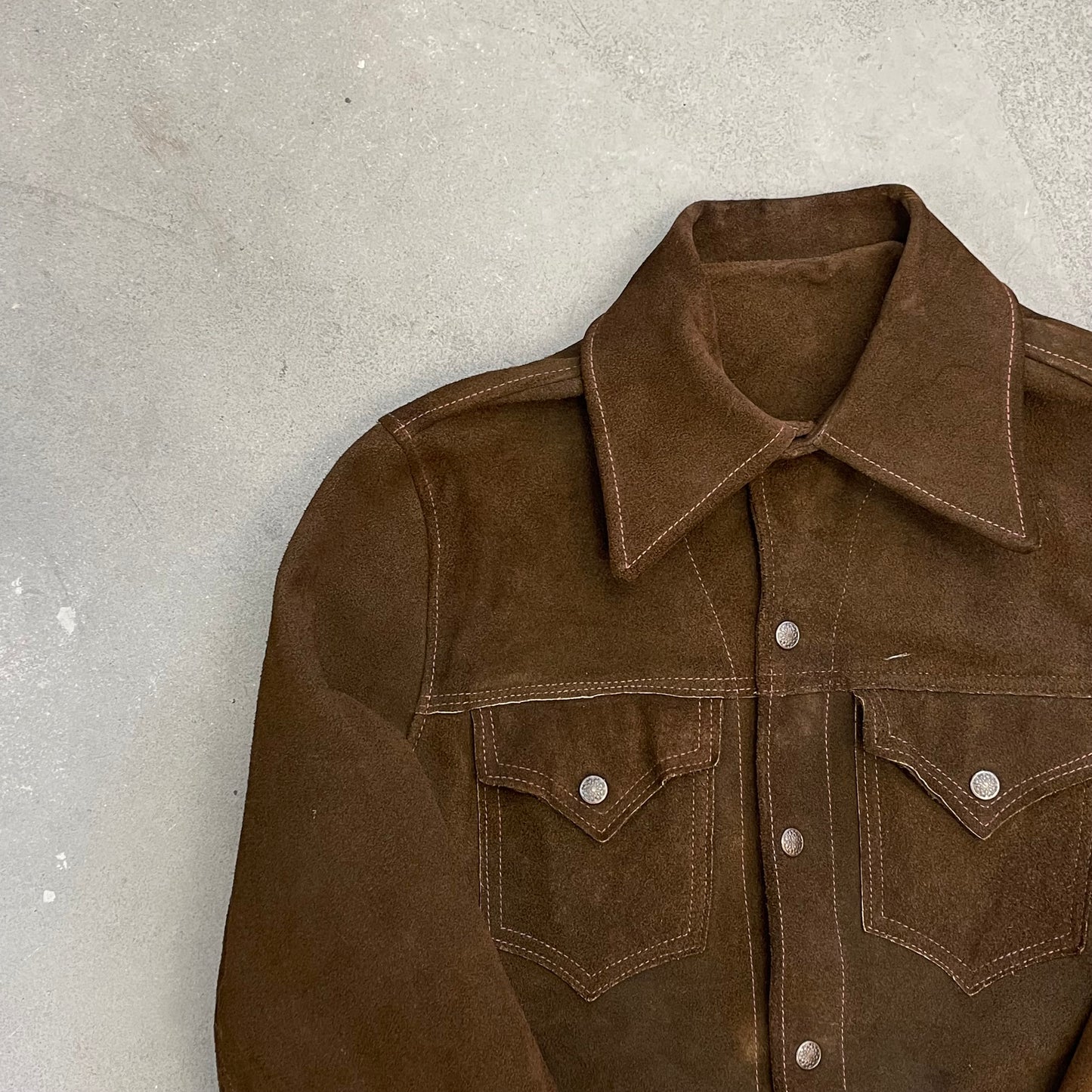 1960s Rancher Western Suede Leather Trucker Jacket