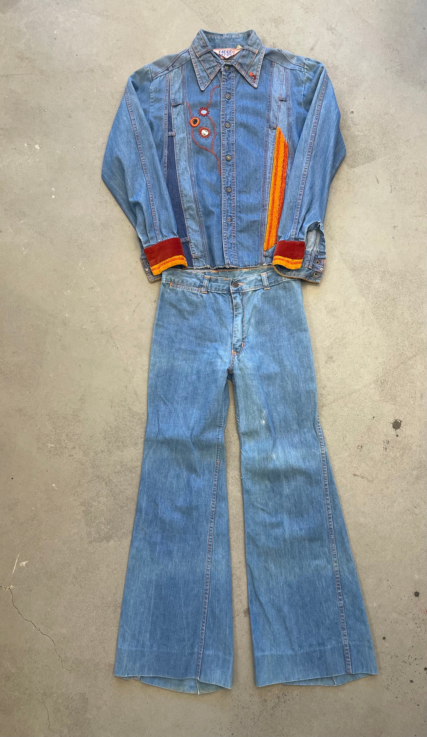 1960s/1970s Faded Glory Denim Bell Bottom Set